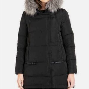 Derek Lam Black Puffer Parka w/ detachable Faux Fur Hood